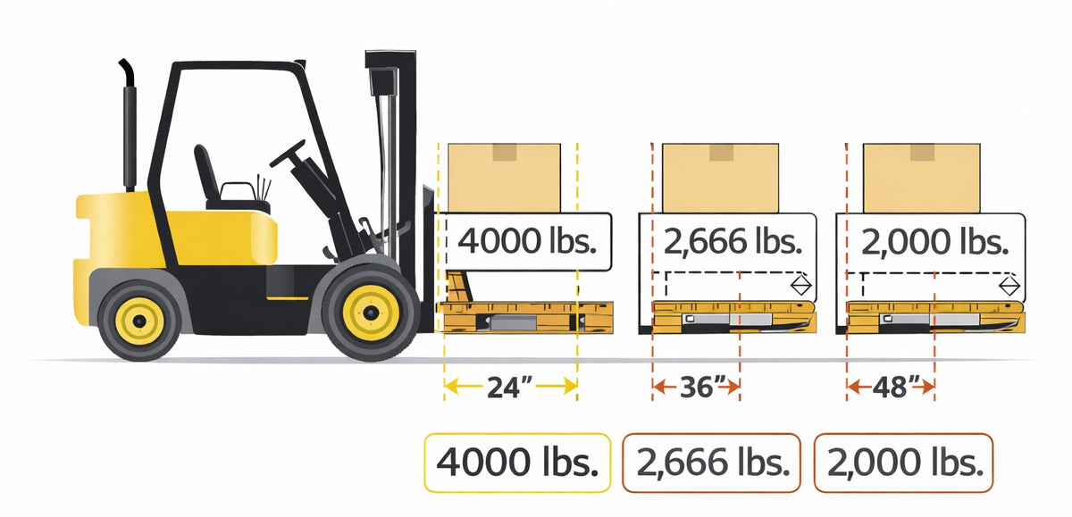 Load Center Length Example Forklift Fork Load Capacity & Load Center Explained | Magna Forklift Forks
