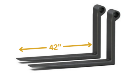 42" Telehandler Forks - 2" x 6" Build, 12600 lb Capacity (Pair)