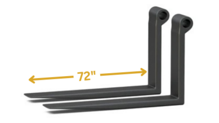 72" Telehandler Forks - 2.5" x 6" Build, 21400 lb Capacity (Pair)