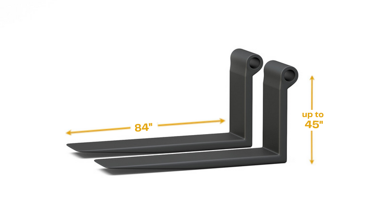 pair of shaft mount forks - 84 inch long up to 45 inch backheight