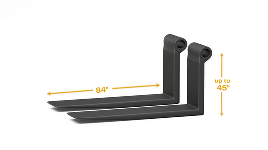pair of shaft mount forks - 84 inch long up to 45 inch backheight